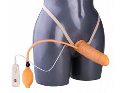 Pompowany penis proteza strap on z wibracjami