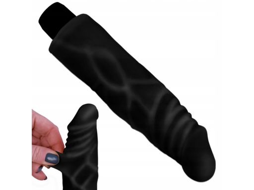 Czarny wibrator, realistyczny penis z cyberskóry