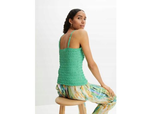 B.P.C zielony top z krepy marszczony 36/38.