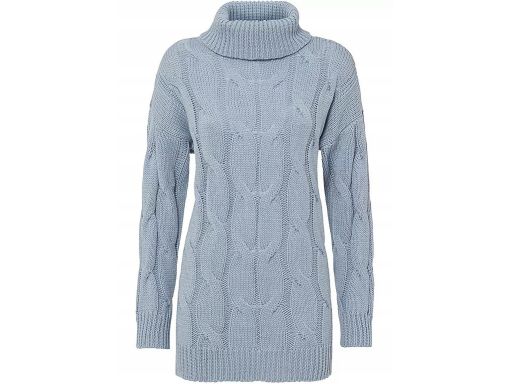 B.P.C sweter z golfem niebieski w warkocze 36/38.