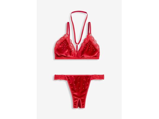 Venus komplet erotyczny czerwony biustonosz + stringi ouvert 48/50.