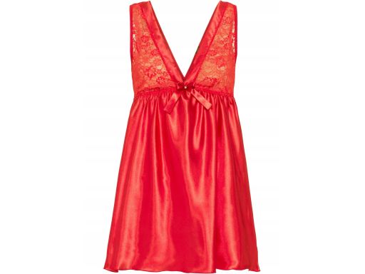B.P.C koszula nocna babydoll satynowa czerwona z koronką r.36/38
