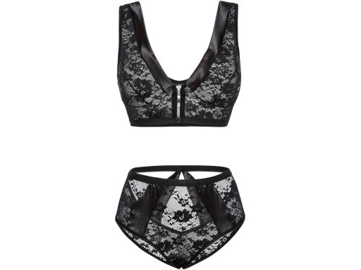 Venus komplet erotyczny koronkowy czarny biustonosz plus figi ^44/46