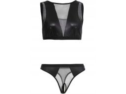 Venus biustonosz i stringi ouvert czarne z siateczką 56/58.