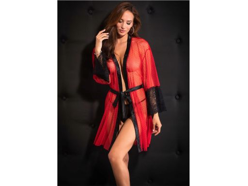 VENUS kimono szlafrok z koronki czerwony ^36/38