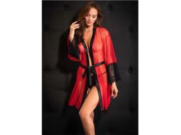 VENUS kimono szlafrok z koronki czerwony ^36/38