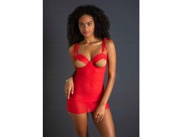 VENUS sukienka erotyczna z siateczką z rozcięciami czerwona 40/42.