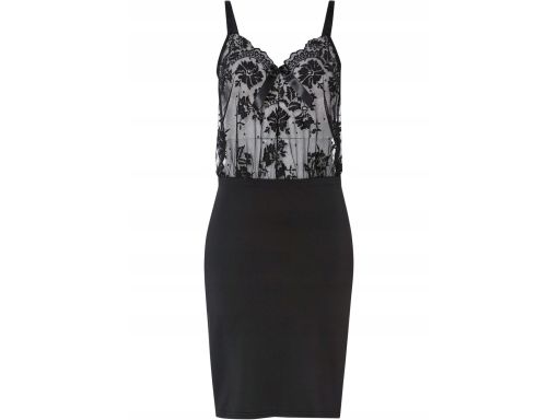 VENUS koszulka nocna erotyczna czarna z koronką ^40/42