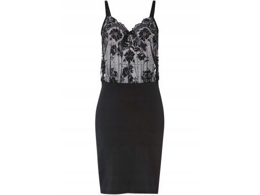 VENUS koszulka nocna erotyczna czarna z koronką ^40/42