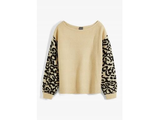 B.P.C sweter beżowy z rękawami w cętki r.44/46