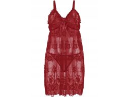 Venus sukienka nocna koronkowa bordowa erotyczna r.48/50