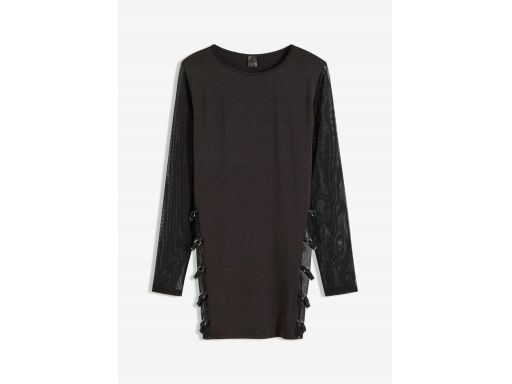 VENUS sukienka erotyczna czarna z siateczką i paskami ^56/58