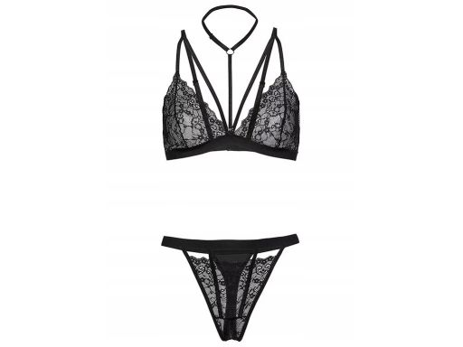 Venus komplet erotyczny koronkowy czarny ouvert ^44/46