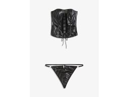 Venus erotyczny gorset ze stringami eko skóra ze sznurowaniem ^44/46