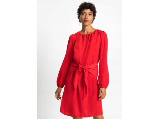B.P.C atrakcyjna sukienka satynowa czerwona z przewiązaniem r.34