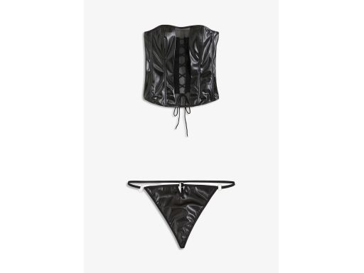 Venus erotyczny gorset ze stringami eko skóra ze sznurowaniem r.48/50