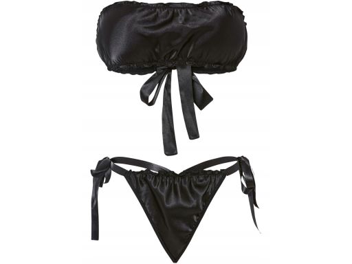 Venus erotyczny komplet satynowy z tasiemkami do wiązania r.40/42