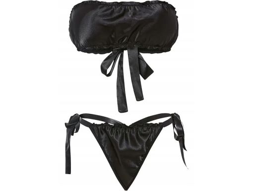 Venus erotyczny komplet satynowy z tasiemkami do wiązania r.40/42