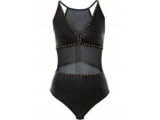 Venus erotyczne body SEXI eko skóra czarne z nitami r.40/42