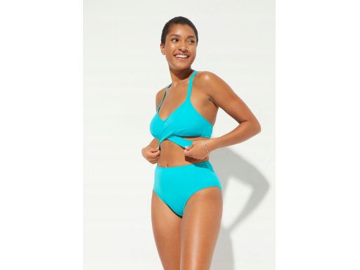 B.P.C bikini bustier wiązane turkusowe z figami 36.