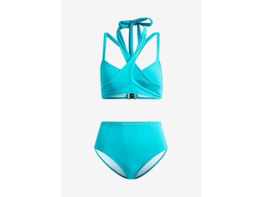 B.P.C bikini bustier wiązane turkusowe z figami 36.