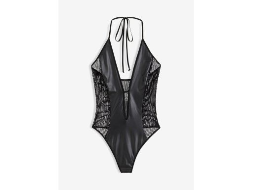 Venus body z eko skóry z siatki ze stringami 44/46.