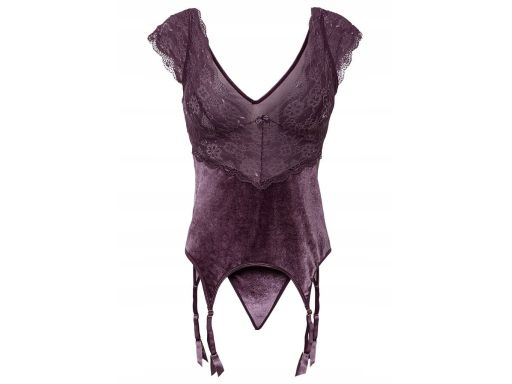 Venus komplet top z paskami do pończoch i stringi ouvert fioletowe r.4