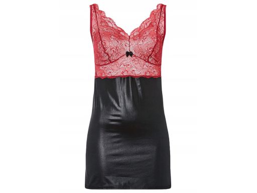 VENUS koszulka nocna sukienka erotyczna czerwono-czarna z koronką ^40/
