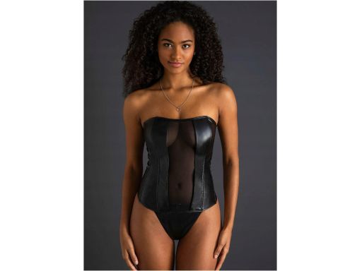 Venus erotyczny gorset ze stringami eko skóra ze sznurowaniem ^48/50