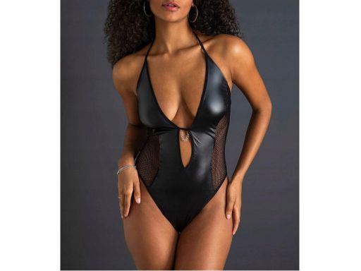 Venus body z eko skóry z siatki ze stringami 48/50.