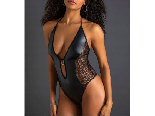Venus body z eko skóry z siatki ze stringami 48/50.