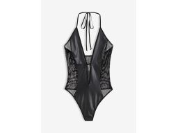 Venus body z eko skóry z siatki ze stringami 48/50.