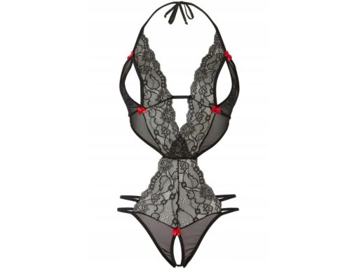 B.P.C erotyczne body SEXI ouvert czarne z kokardkami 44/46.